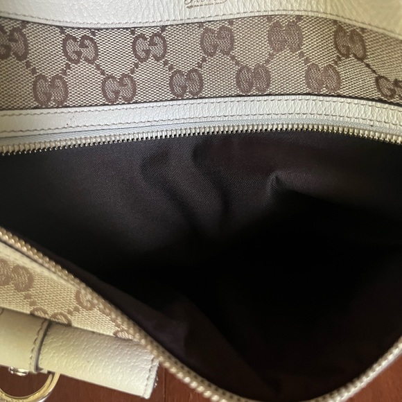 Authentic Gucci GG Canvas Abbey Shoulder Bag w White Leather 146247 212702 EUC - Picture 9 of 15